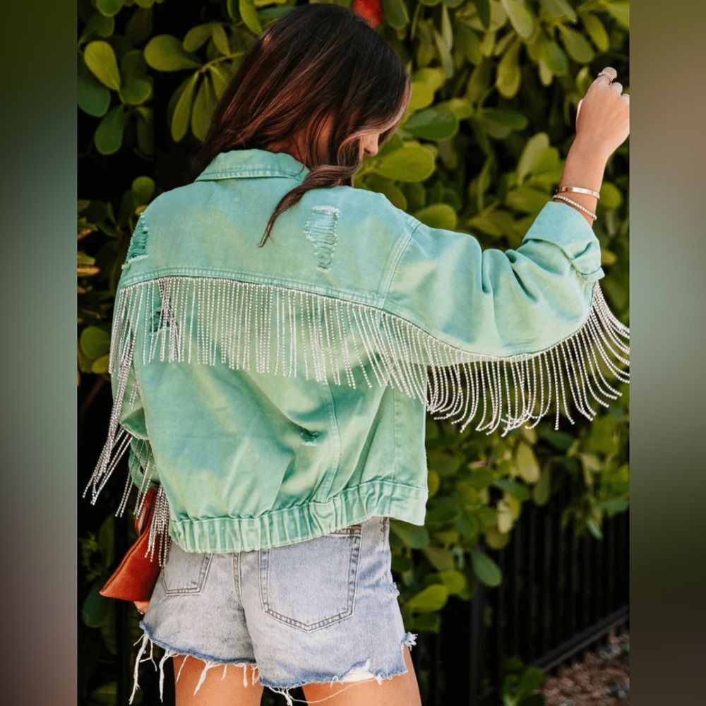 BNWT Embellished rhinestone Denim Jacket